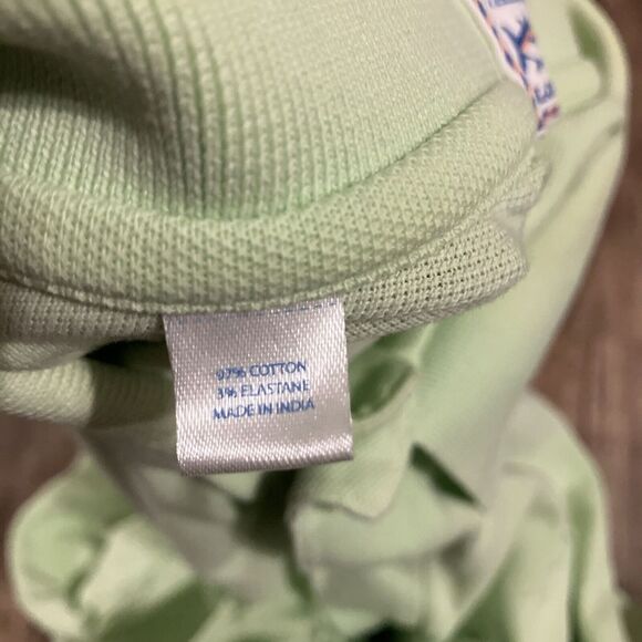 Southern Tide Polo Shirt Lime Green Solid Short Sleeve Mens Medium Collar - Picture 7 of 13